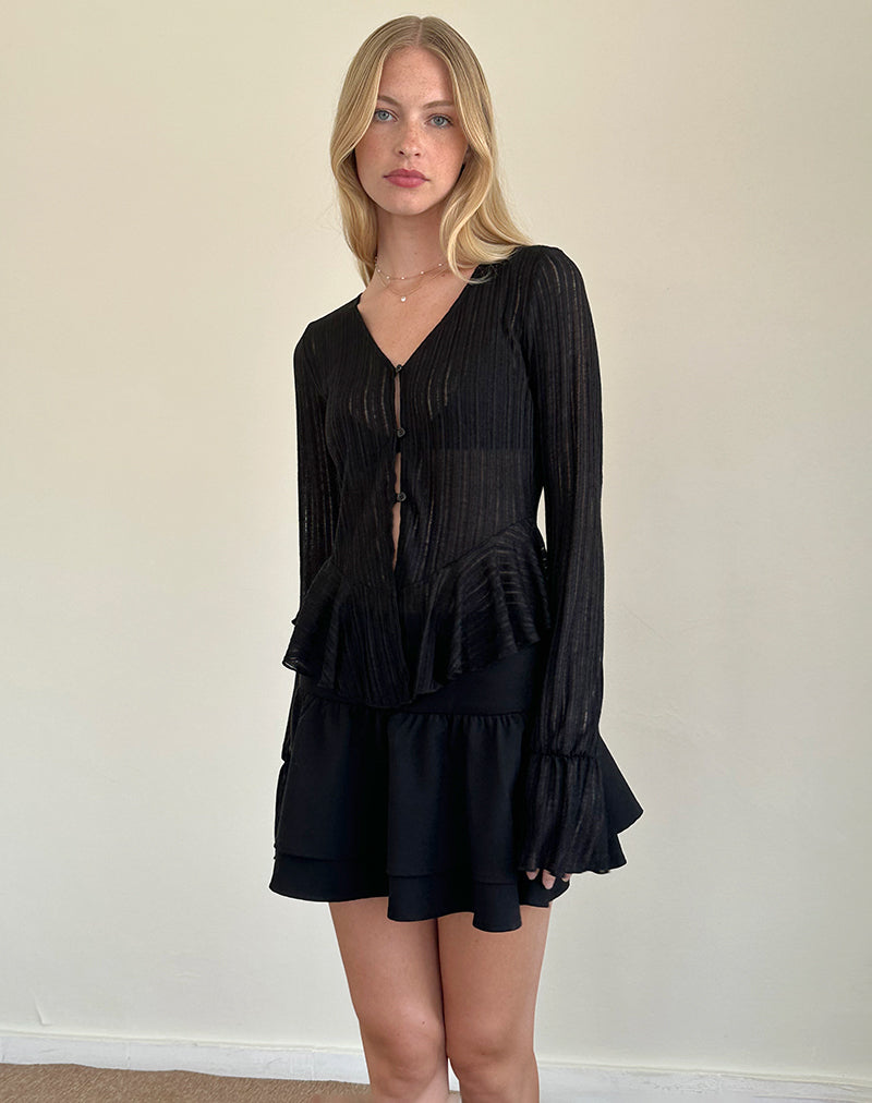 Morgana Fluit Gebreid Vest in Zwart