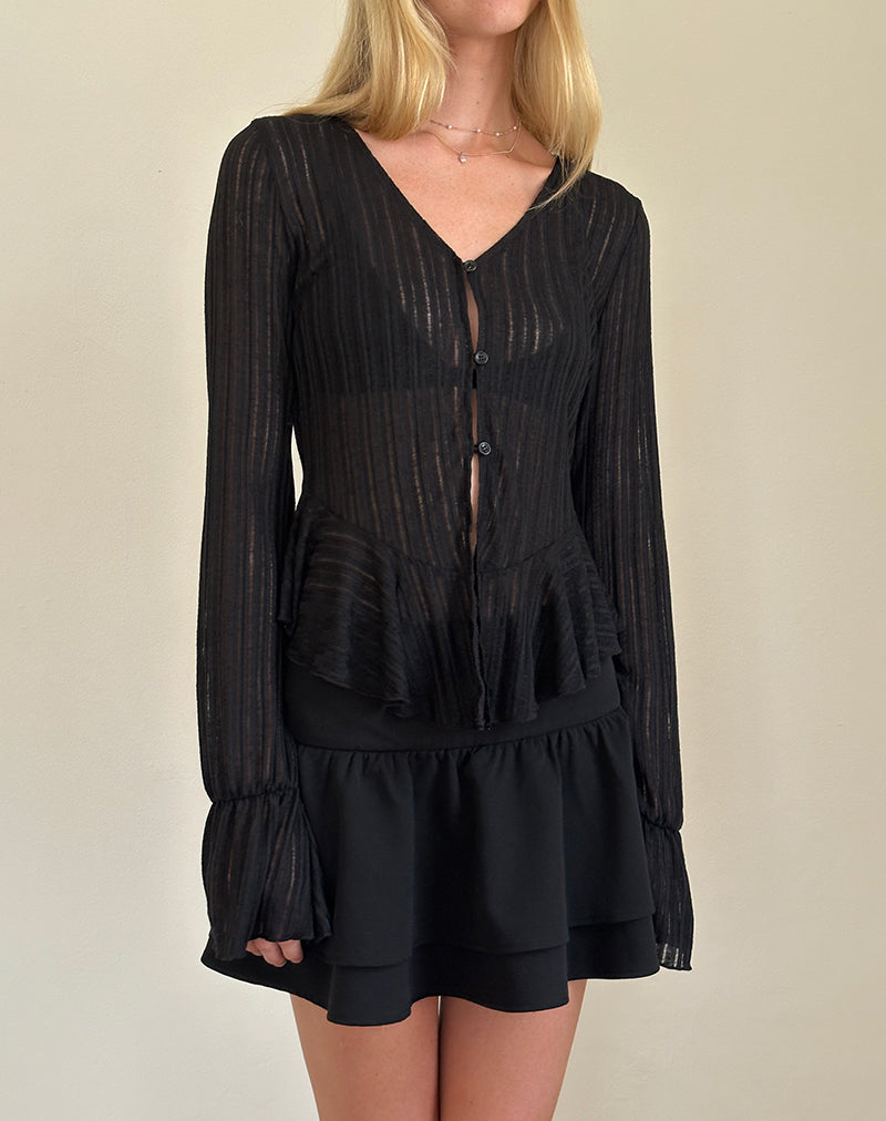 Morgana Fluit Gebreid Vest in Zwart