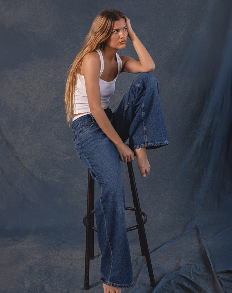 Afbeelding van Roomy Extra Wide Low Rise Jeans in Mid Blue Used