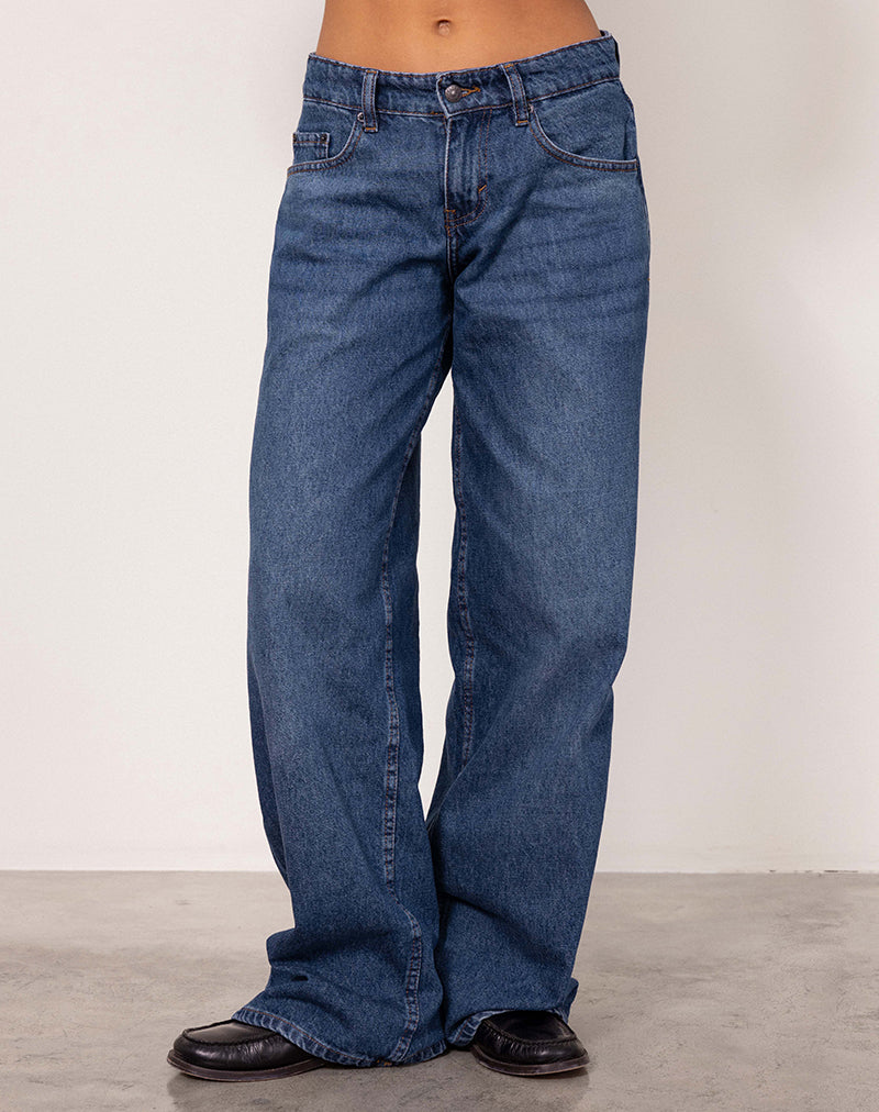 Afbeelding van Roomy Extra Wide Low Rise Jeans in Mid Blue Used