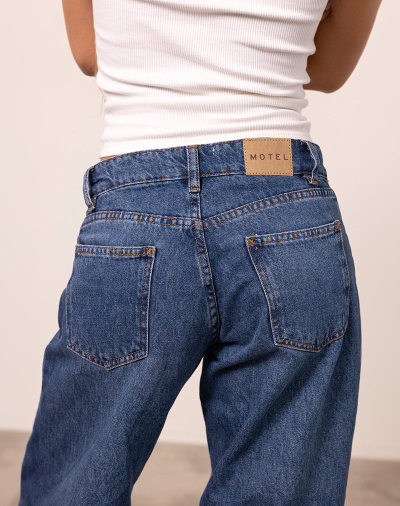 Afbeelding van Roomy Extra Wide Low Rise Jeans in Mid Blue Used