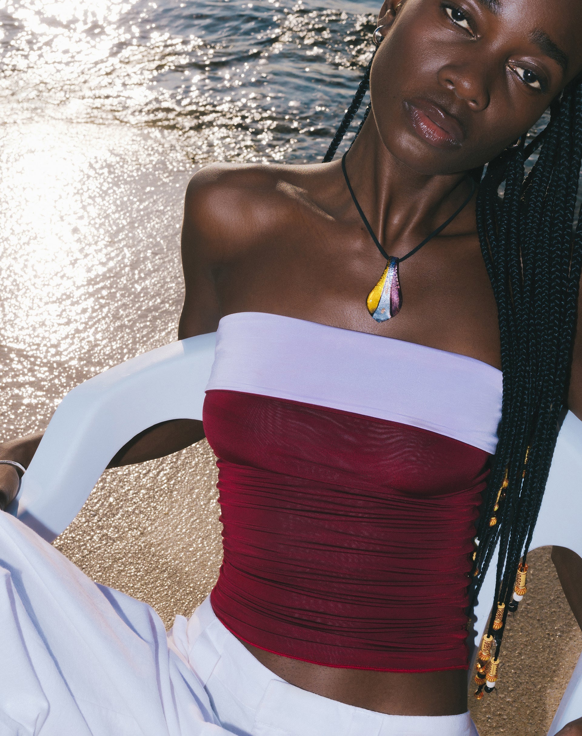 Afbeelding van Brylee Bandeau Crop Top in Wijnlila