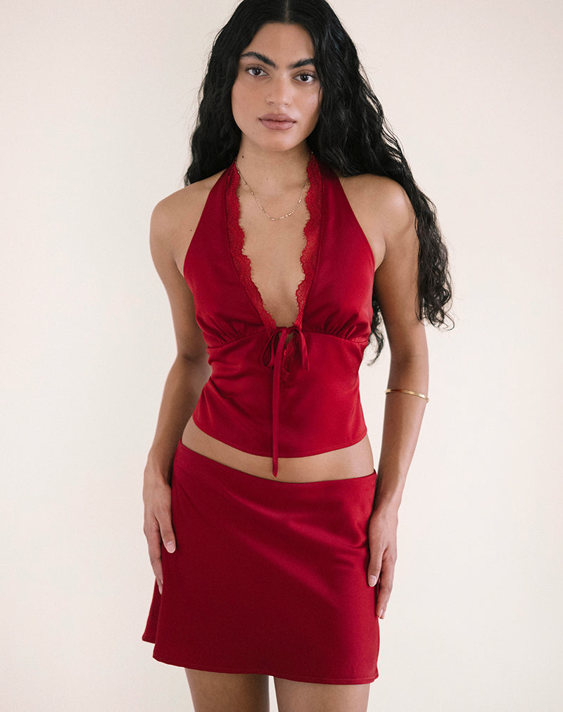 Afbeelding van Nidya Aline Mini Rok in Donkerrood