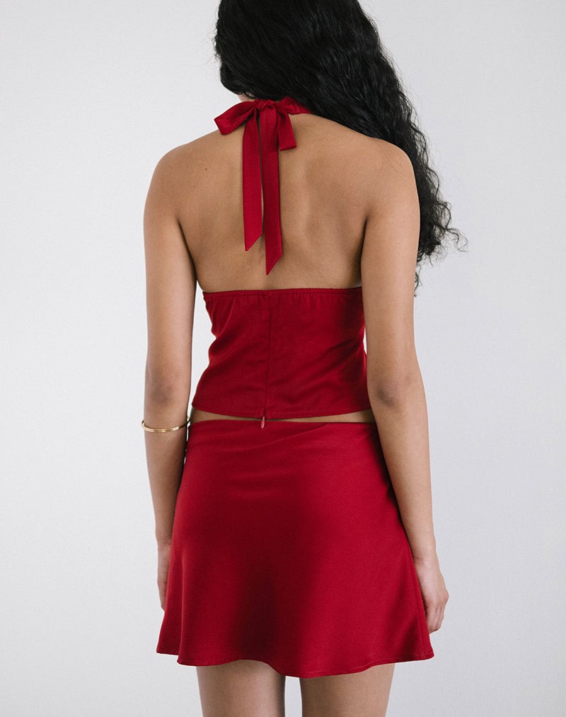 Afbeelding van Nidya Aline Mini Rok in Donkerrood