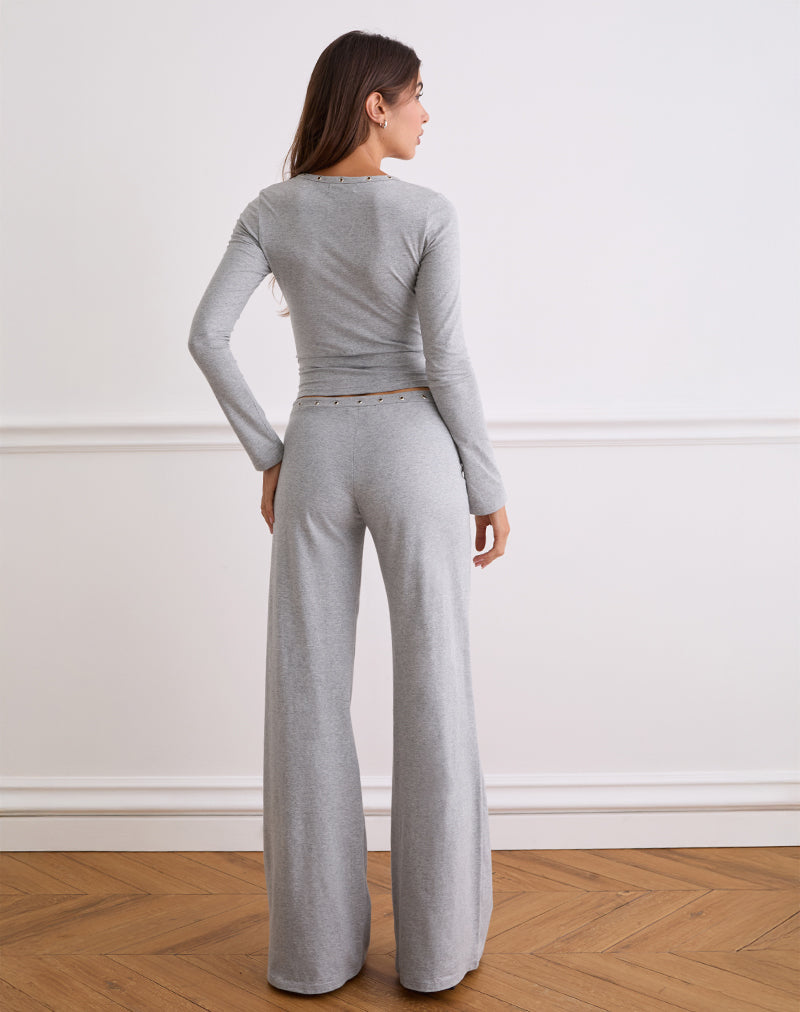 Afbeelding van Dorala Low Rise Broek met Oogjes in Grijs Marl