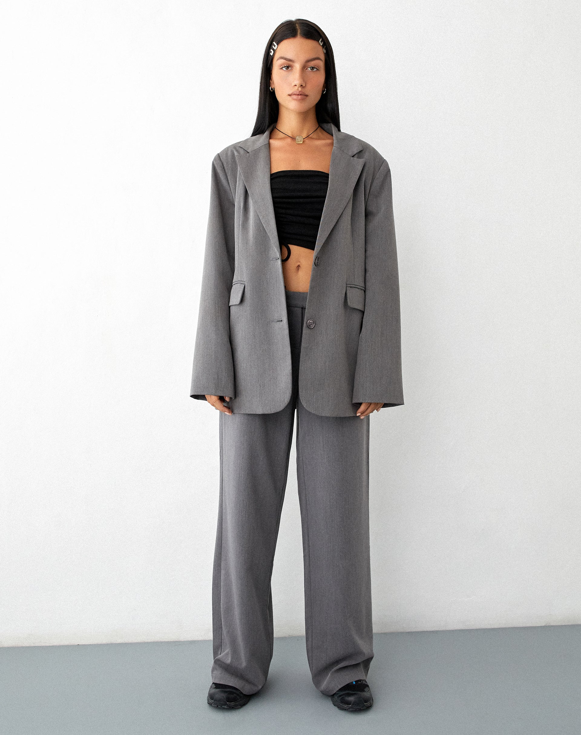 BEELD VAN Maiwa Blazer in Getailleerd houtskool