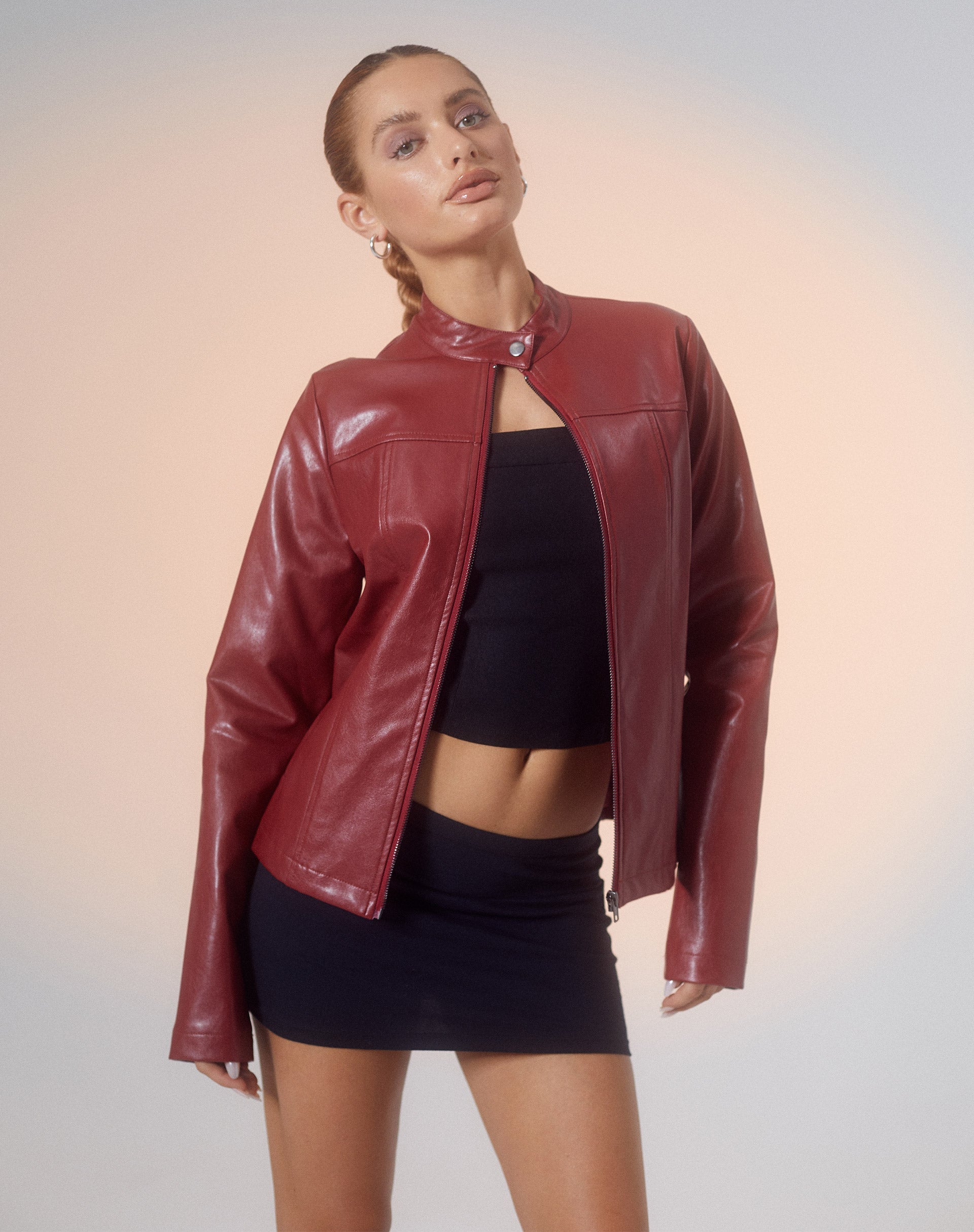 Afbeelding van Olivia Jacket in PU Bloedrood