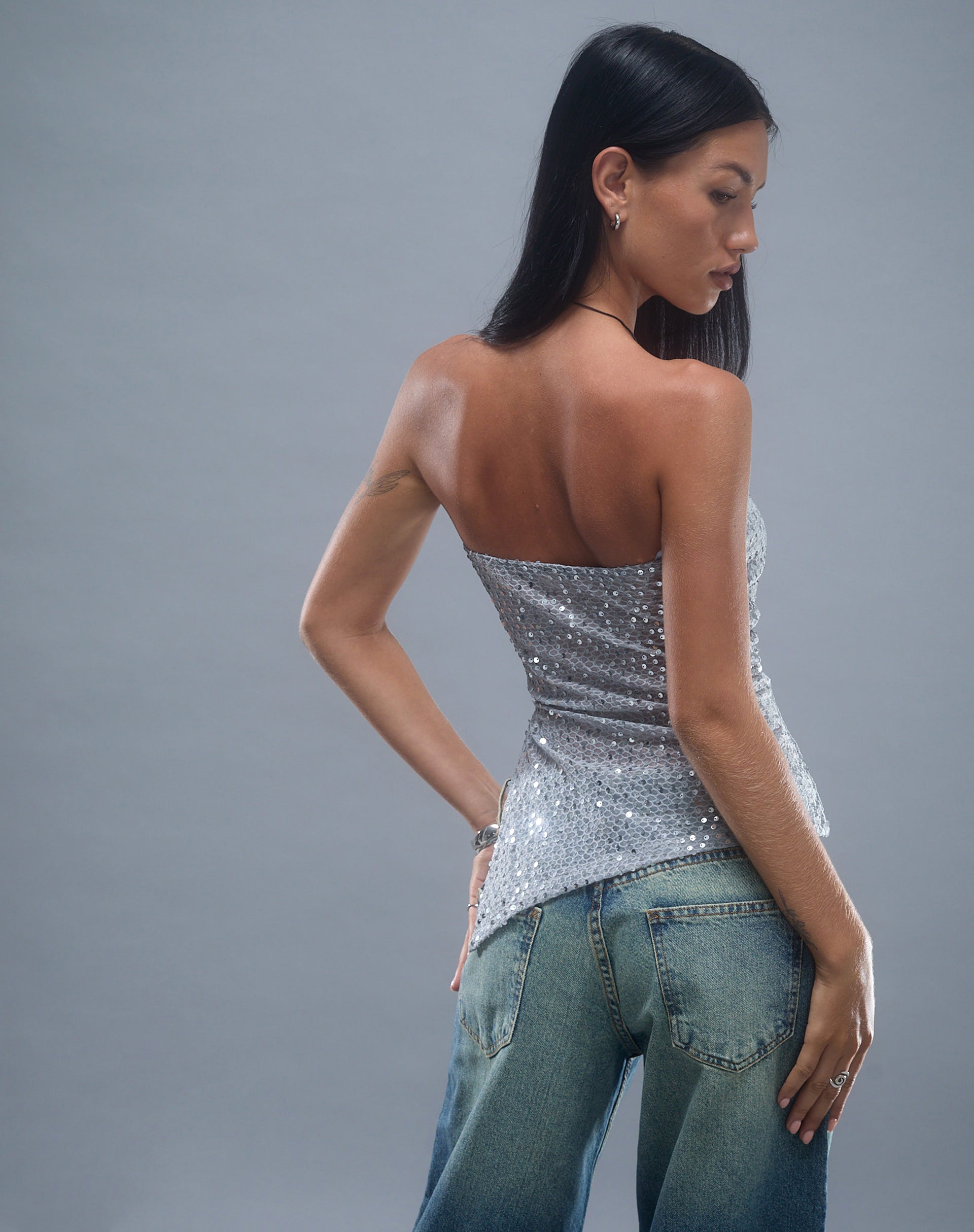 Afbeelding van Brilia Bandeau Top in Pailletten-Brei Zilver