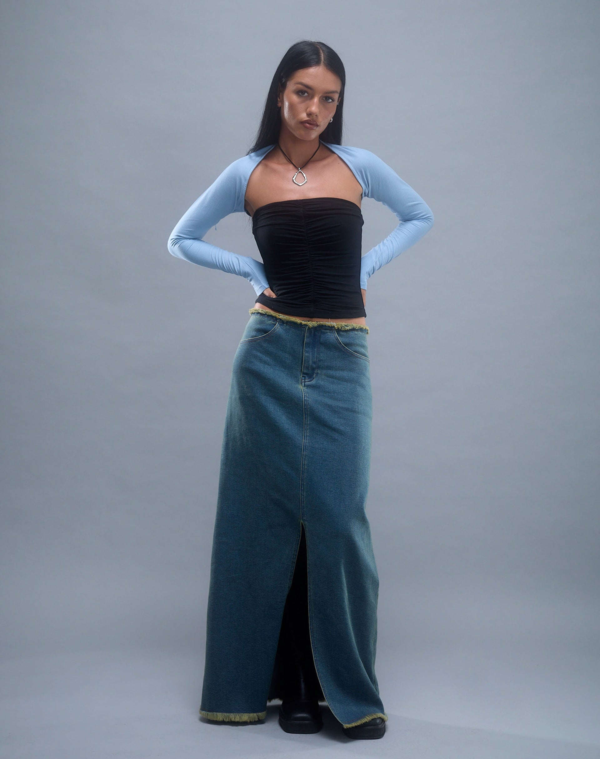 Afbeelding van Sajna Bandeau Top met ruches in zwart