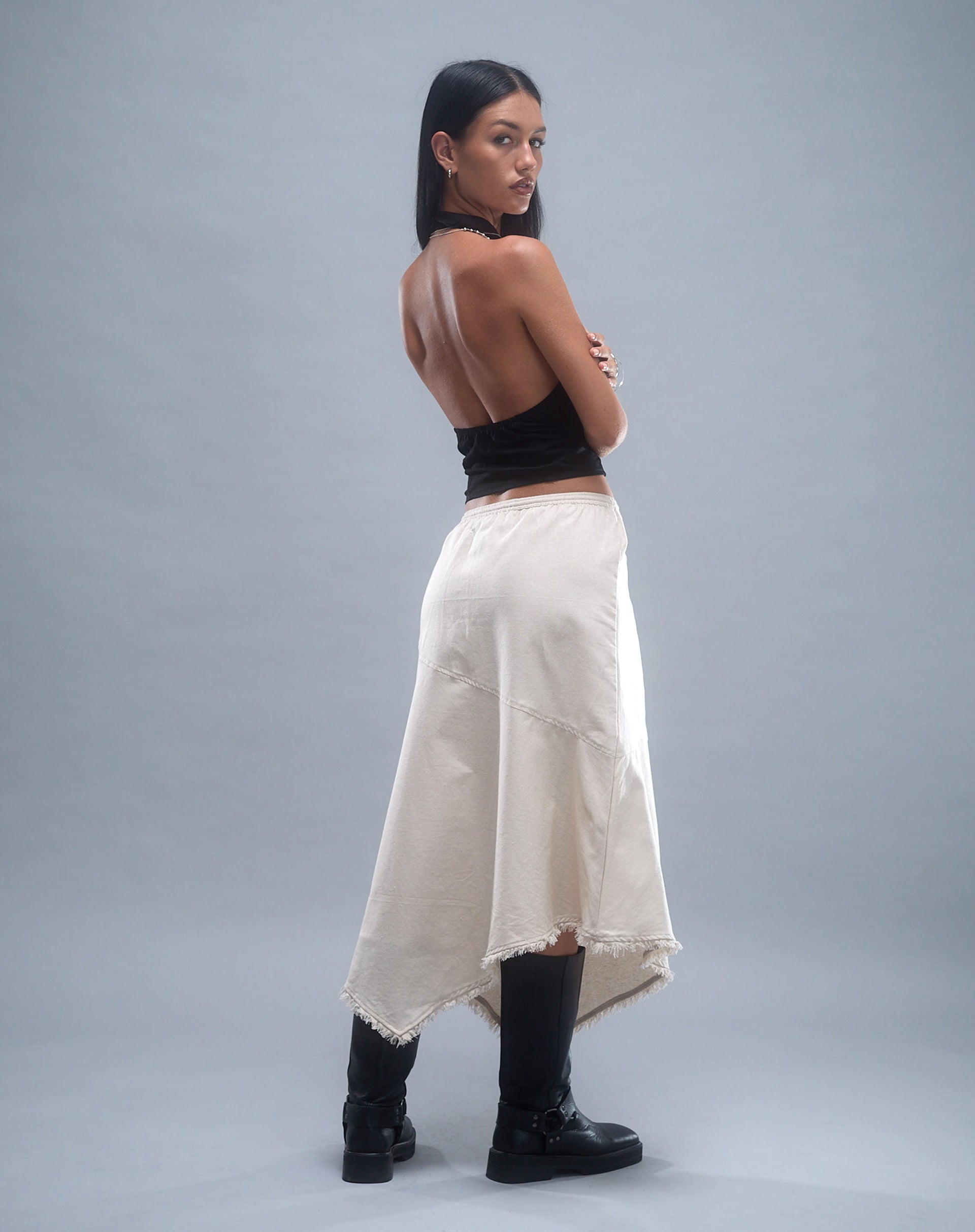 Afbeelding van Yvaine Asymmetrische Midi Rok in Ecru