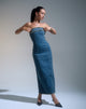 Afbeelding van Atun Denim Bandeau Maxi Dress in Bruin Blauw Acid Wash