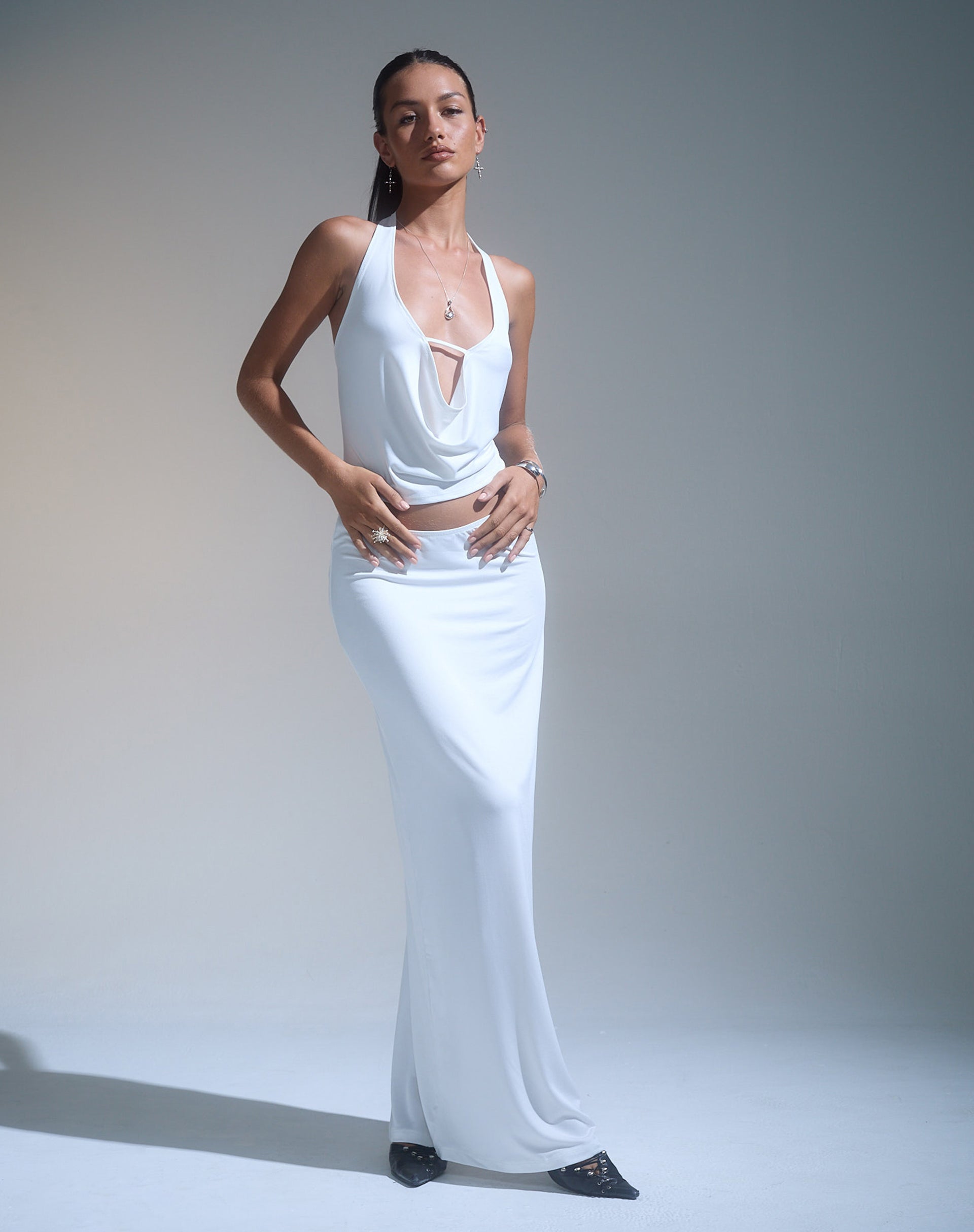 Afbeelding van Rim Jersey Maxi rok in Ivoor