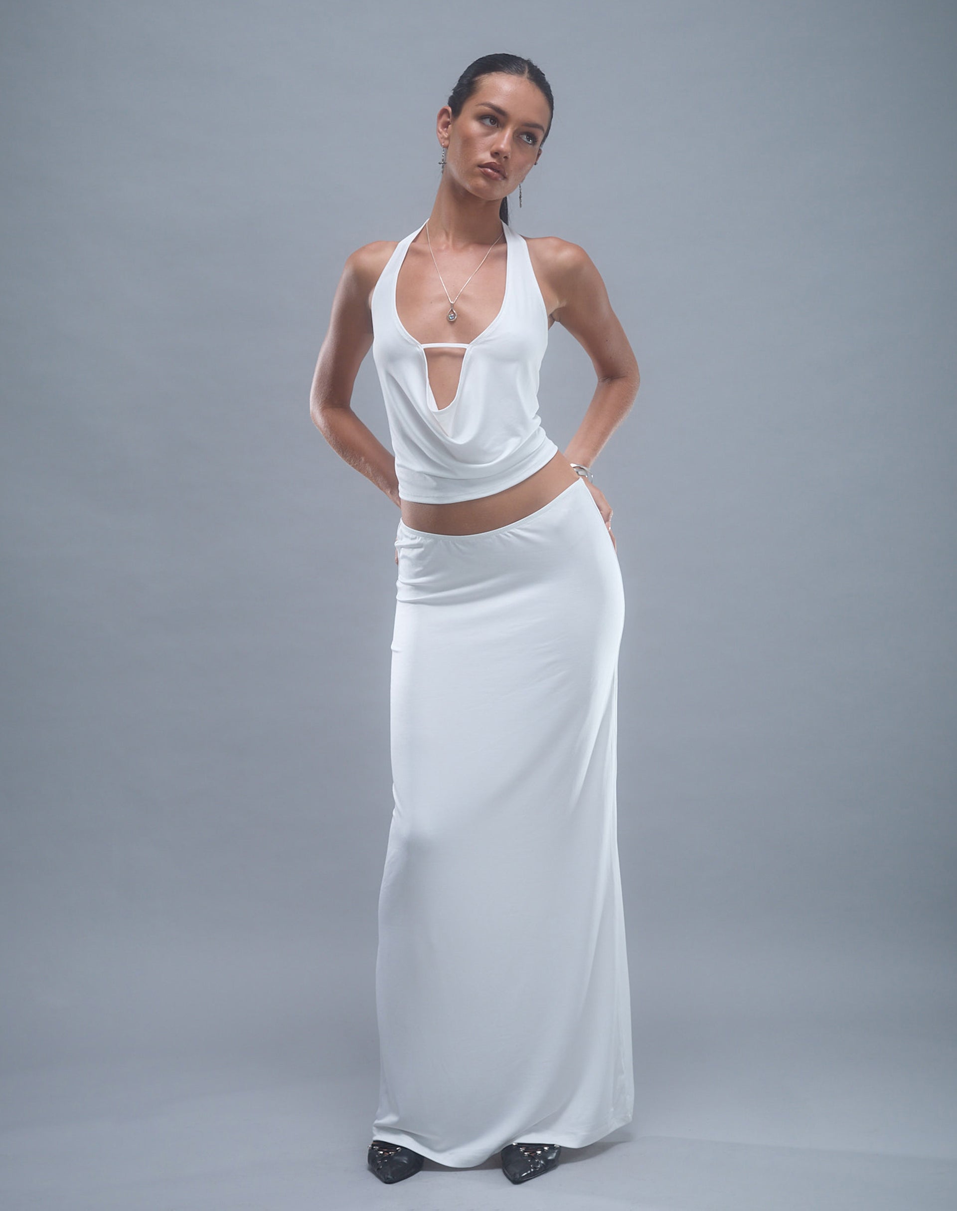 Afbeelding van Rim Jersey Maxi rok in Ivoor