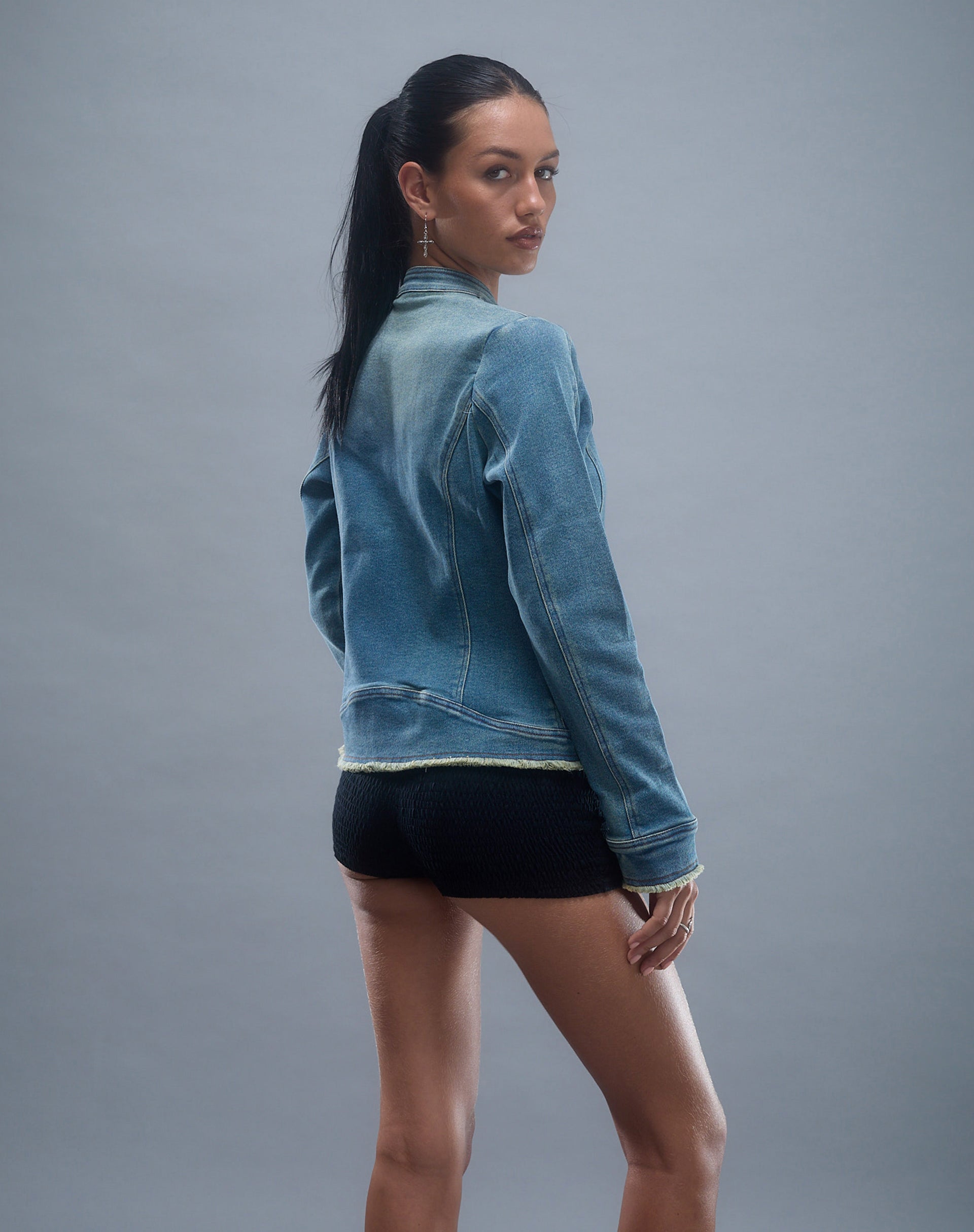 Afbeelding van Zayn Bikerjasje in vintage blauw denim