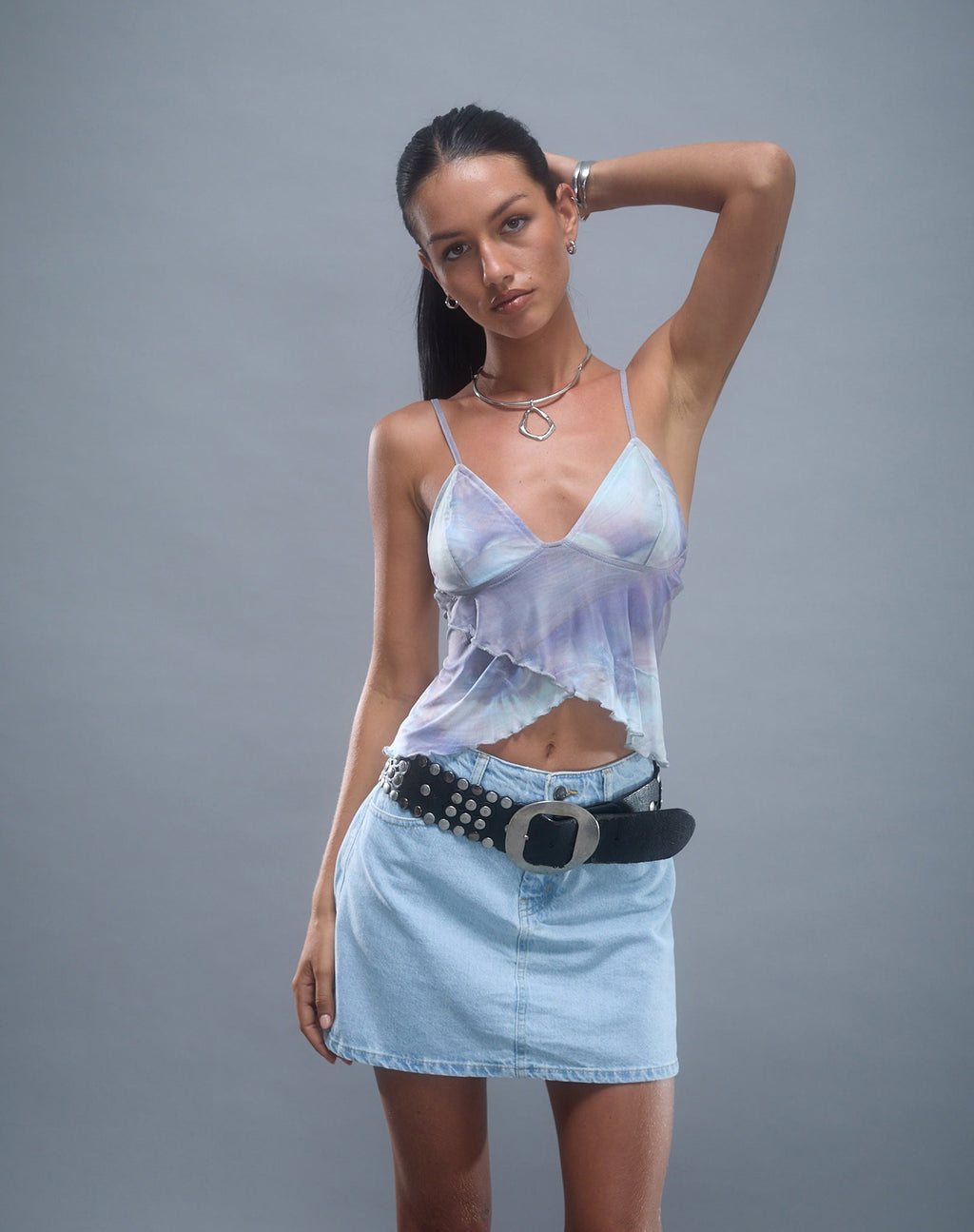 Mini A-lijn rok in Denimblauw Bleek