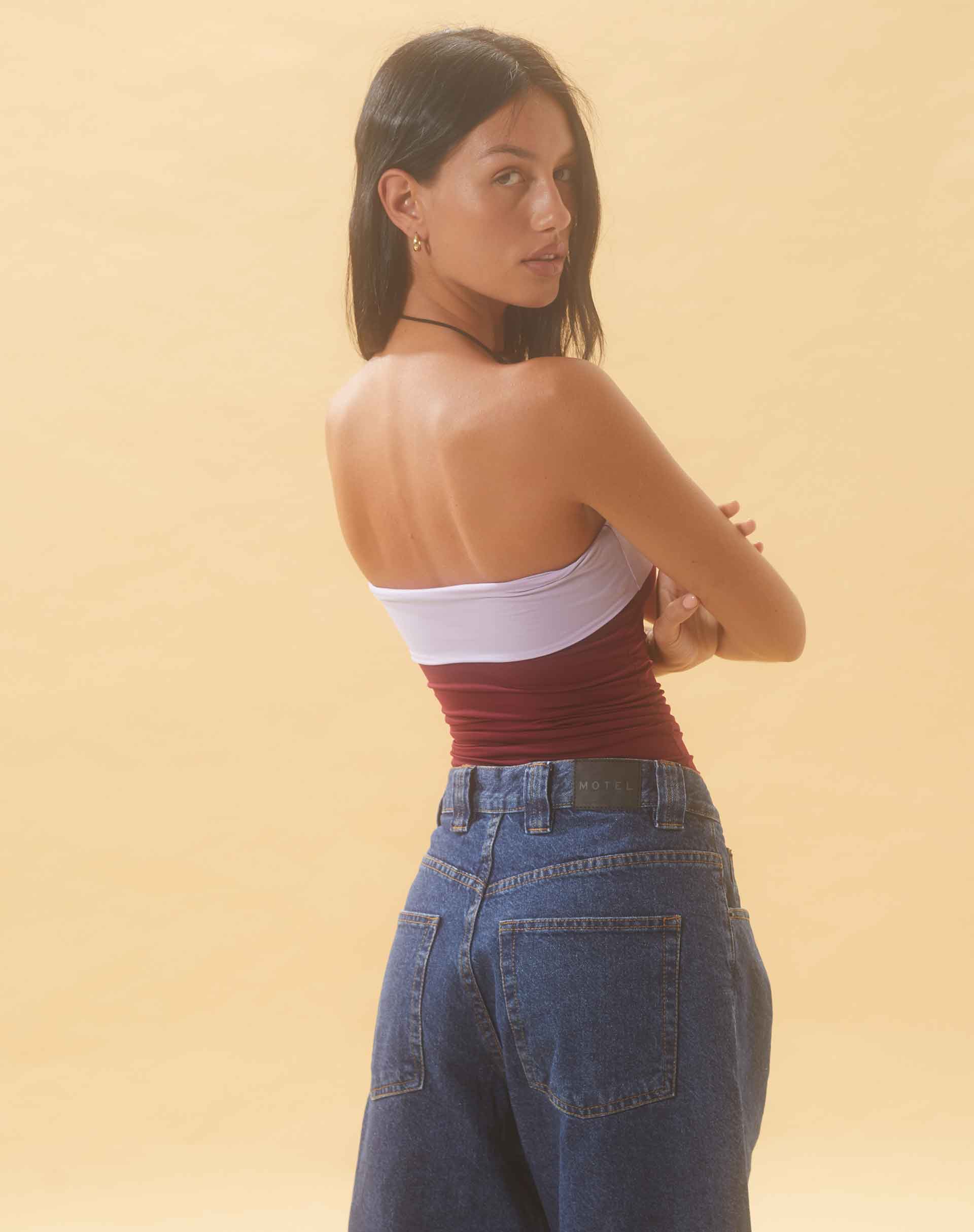 Afbeelding van Brylee Bandeau Crop Top in Wijnlila