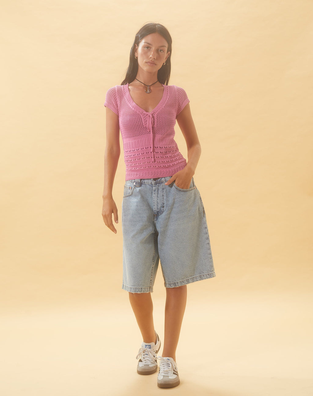 Maika Gebreide Top in Framboos