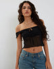 Afbeelding van Nabil Bardot Top in Mesh Zwart