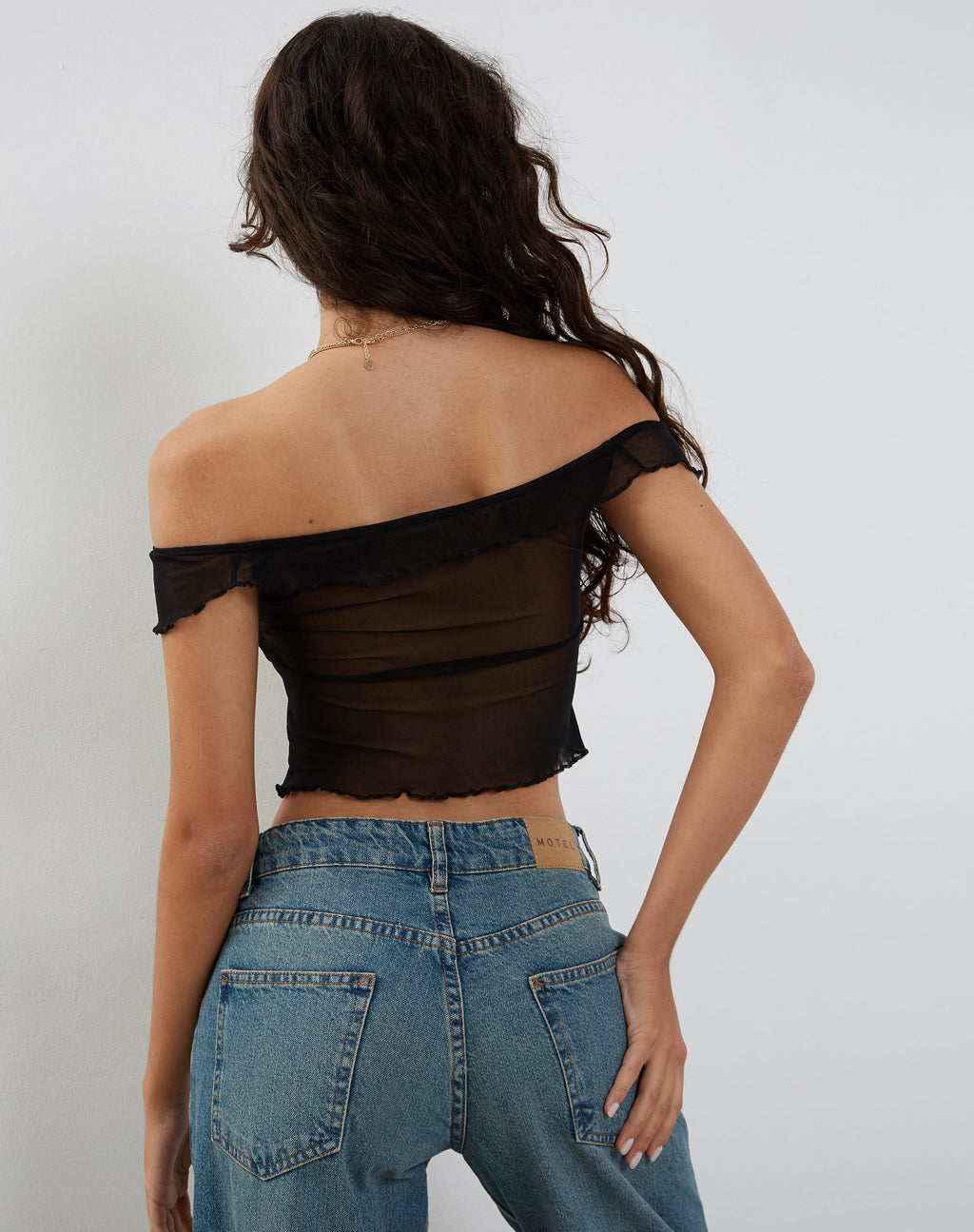 Nabil Bardot Top in Mesh Zwart