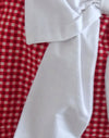 rood geruit met witte strik
