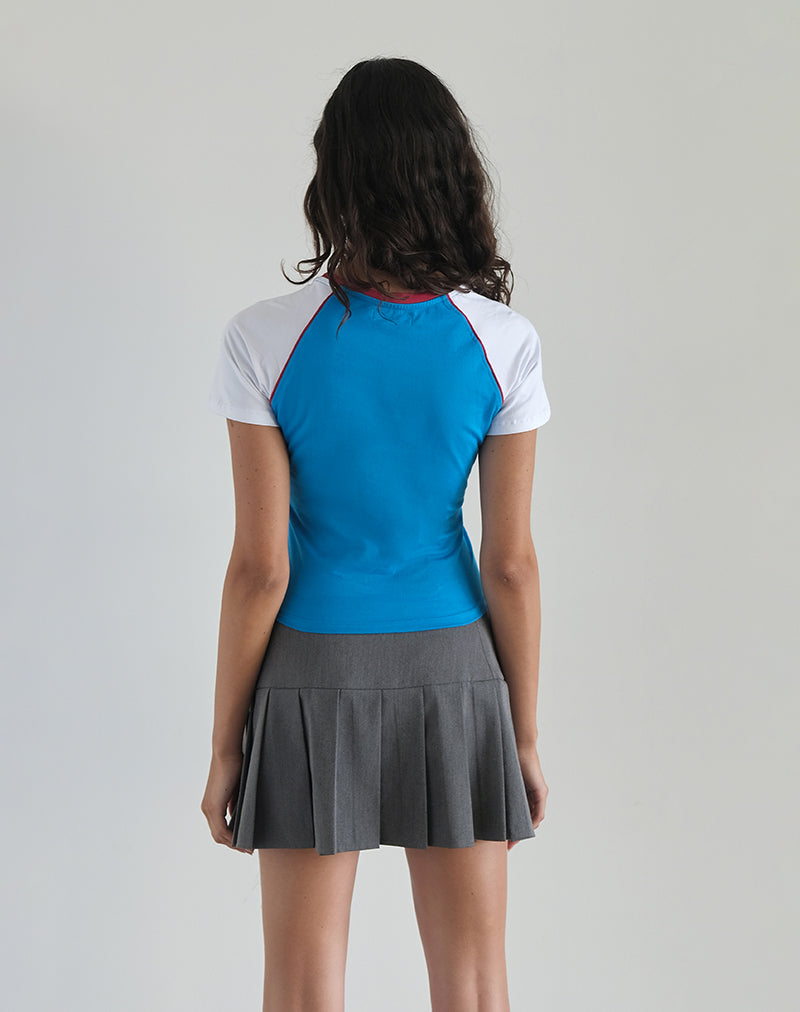 Afbeelding van Nagita Racer Top in Aqua Blauw met Rode Binding