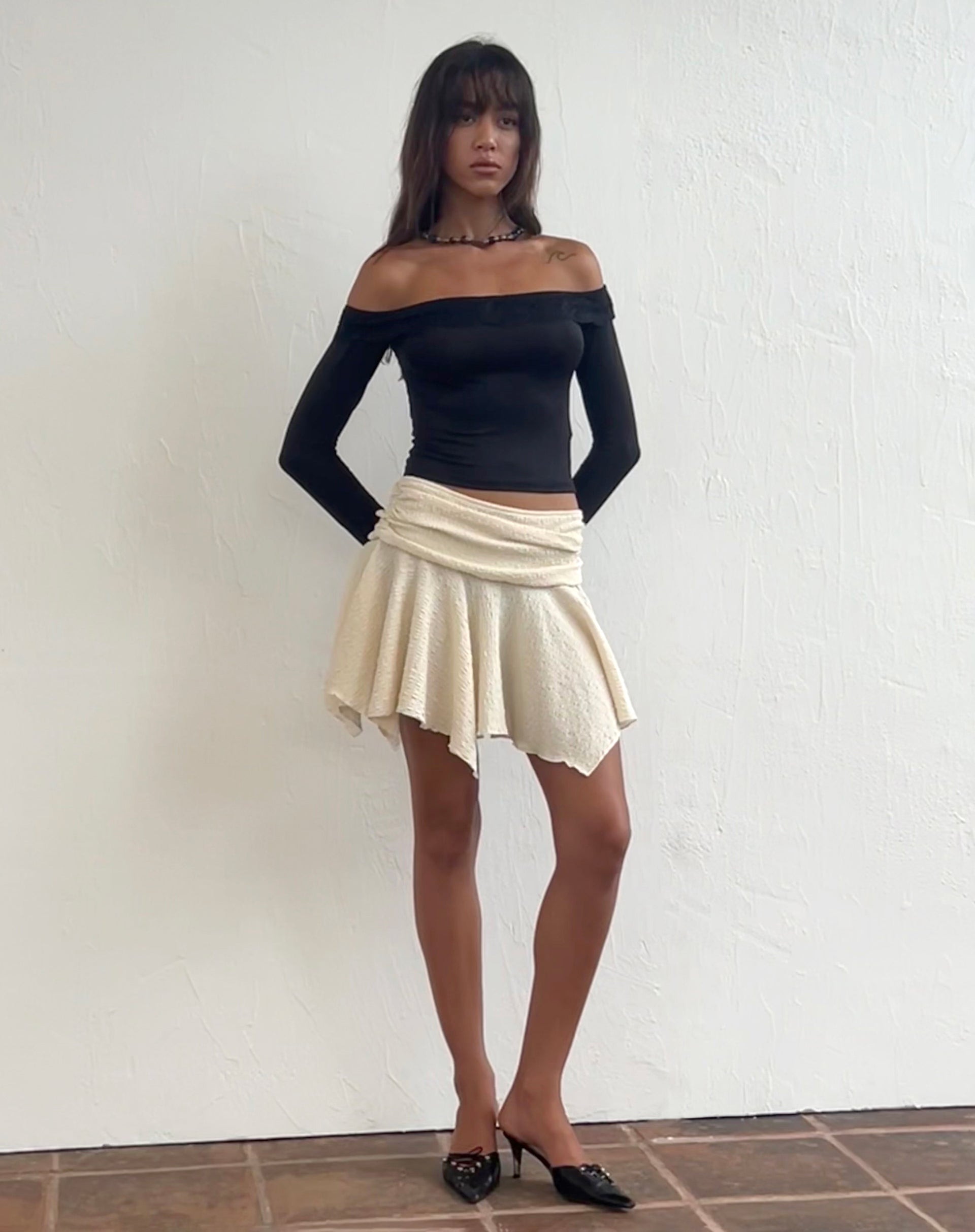 Afbeelding van Nagita Slinky Bardot Top met lange mouwen in zwart