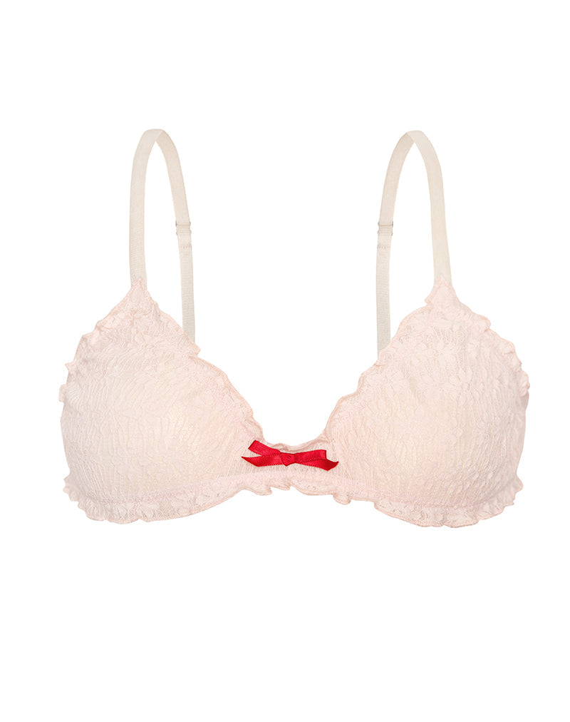 Image of Naila Beha in Baby Roze met Kant en Rode Strik