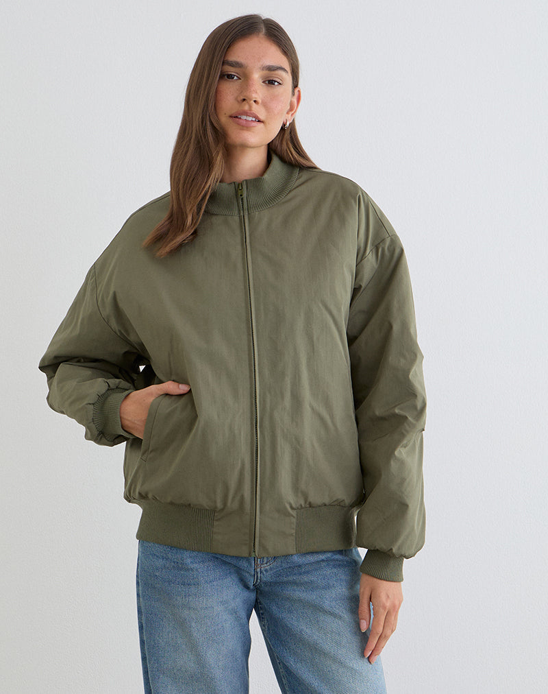 Afbeelding van Najora Puffy Bomber Jacket in Dark Sage