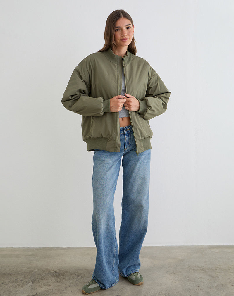 Afbeelding van Najora Puffy Bomber Jacket in Dark Sage