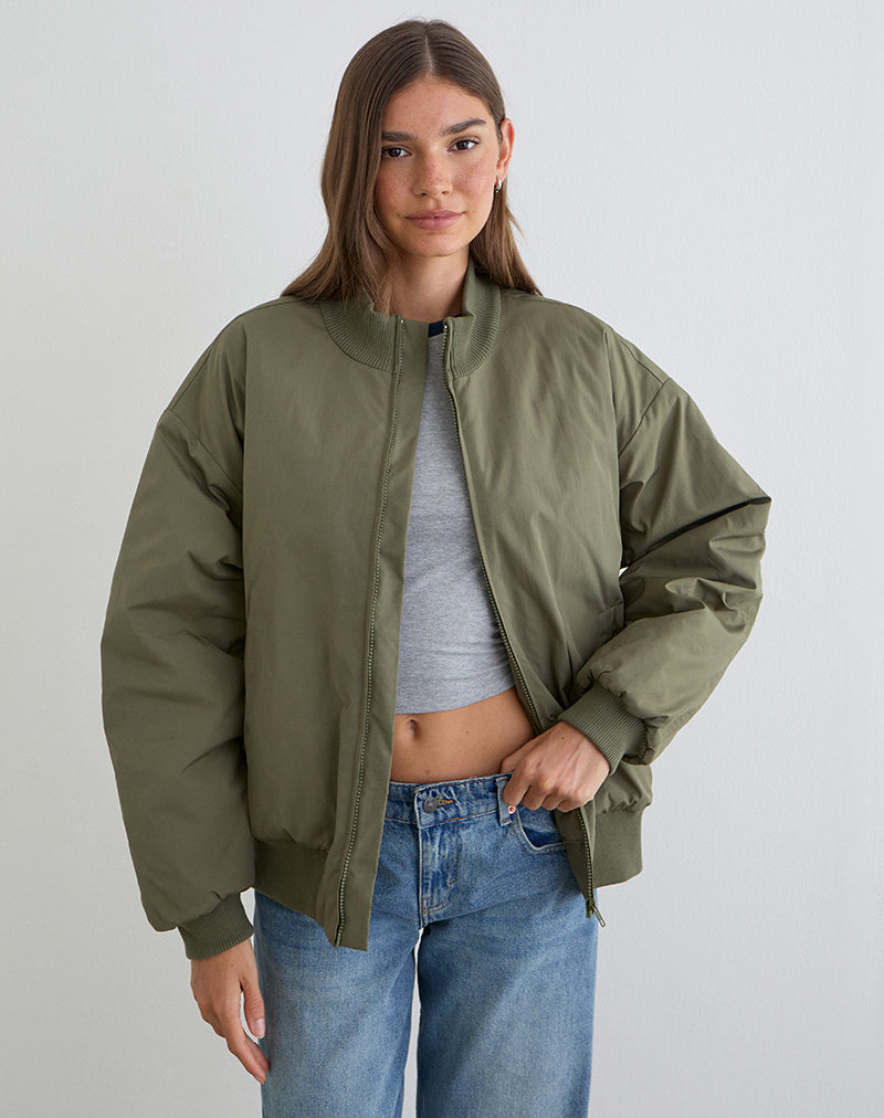 Afbeelding van Najora Puffy Bomber Jacket in Dark Sage