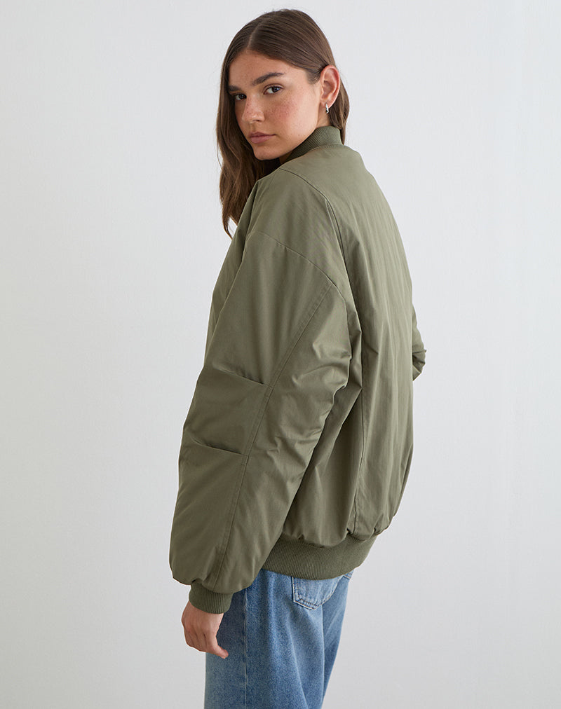 Afbeelding van Najora Puffy Bomber Jacket in Dark Sage