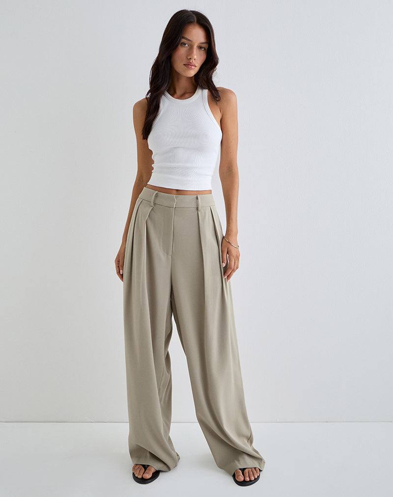 Nala broek met brede plooien in taupe Tailoring