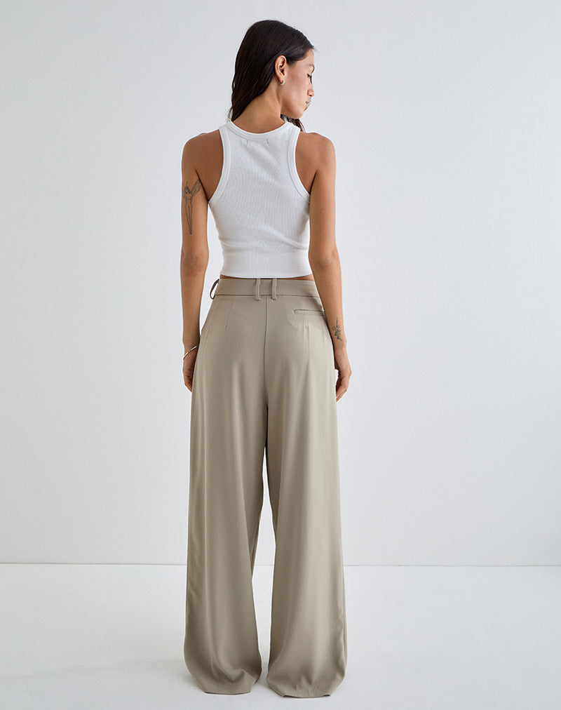 Afbeelding van Nala Wijde plooi broek in Taupe Tailoring