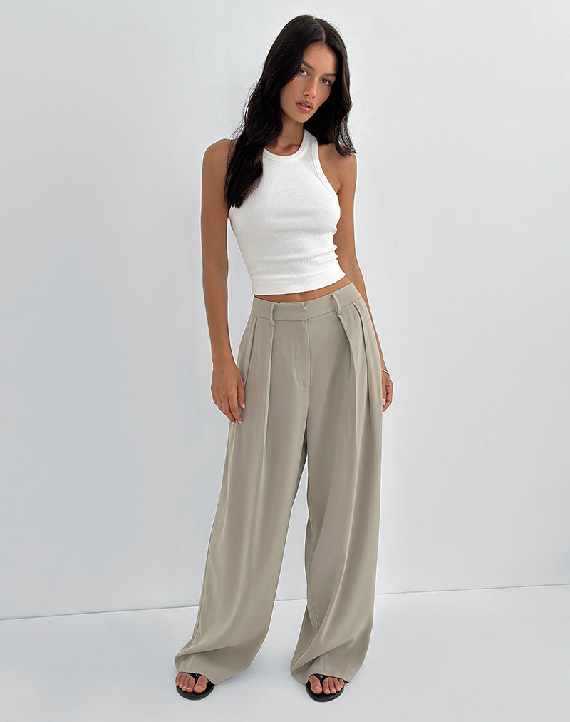 Afbeelding van Nala Wijde plooi broek in Taupe Tailoring
