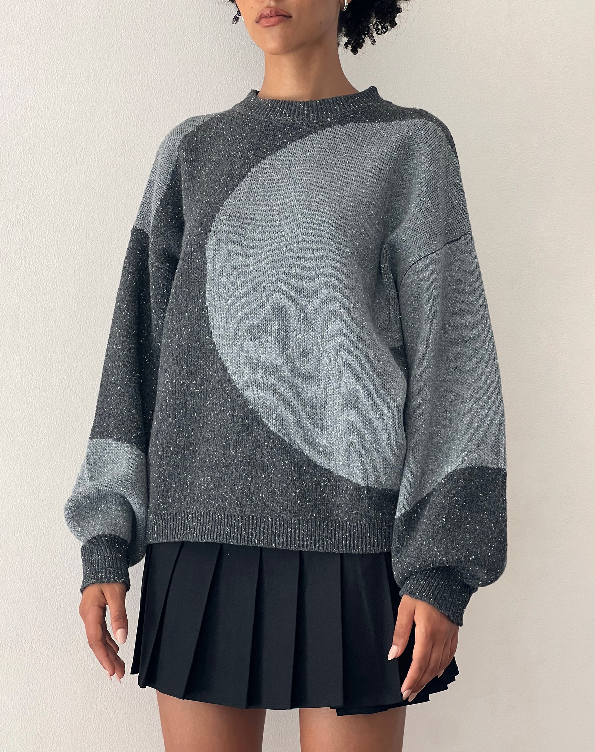 Afbeelding van Namari Trui in Zwart en Charcoal Mix Knit