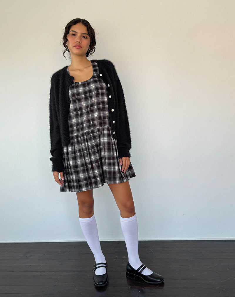 Afbeelding van Namaya Midi Dress in Zwart Wit Ruitje