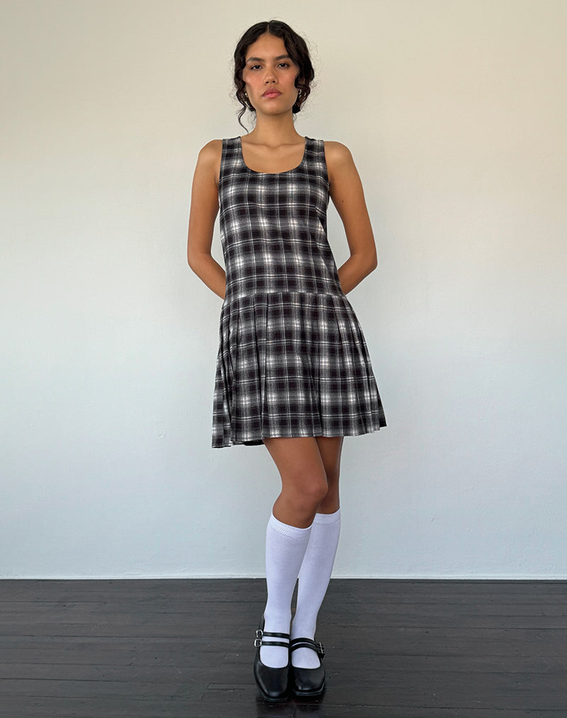 Afbeelding van Namaya Midi Dress in Zwart Wit Ruitje