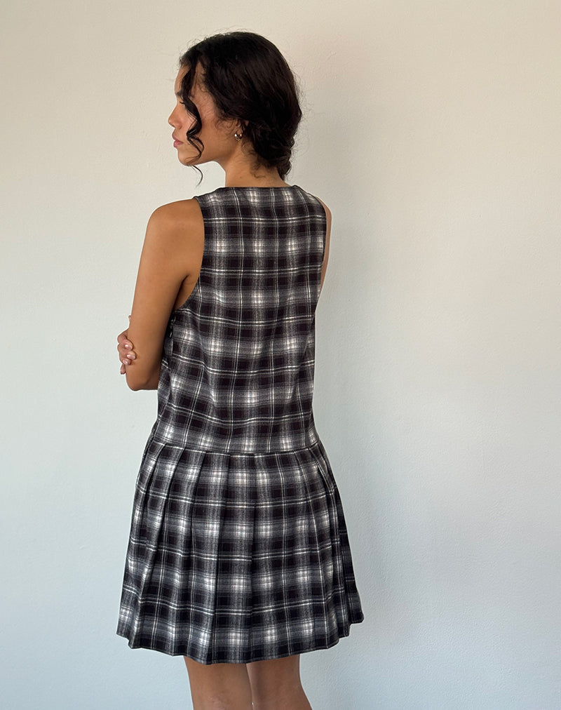 Afbeelding van Namaya Midi Dress in Zwart Wit Ruitje