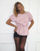 Afbeelding van Nambi Korte Mouw Top in Satijn Jacquard Baby Roze