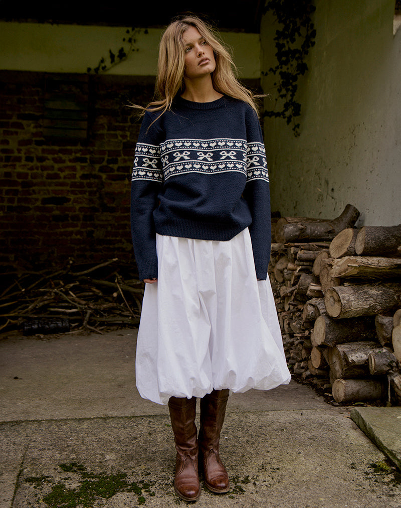Namirta Gebreide Trui in Peacoat met Fairisle Strik