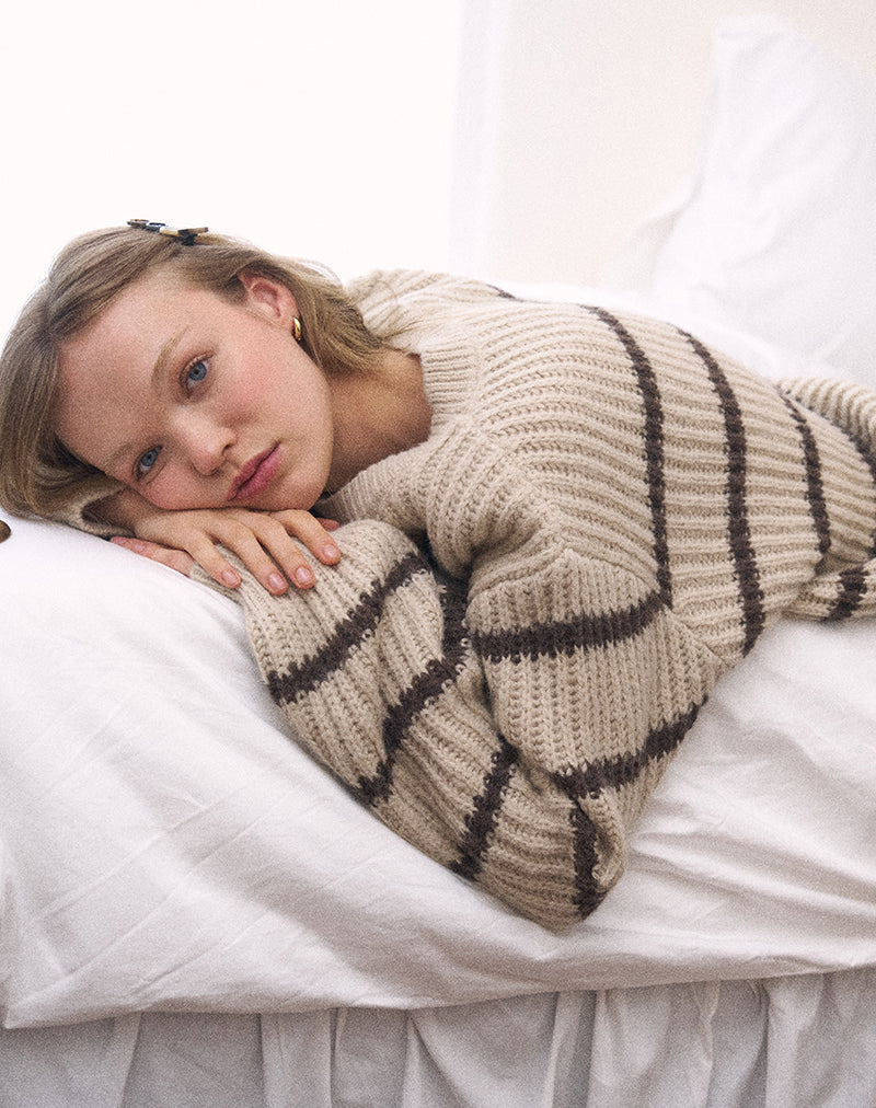 Afbeelding van Namirta Trui in Mono Stripe Oat