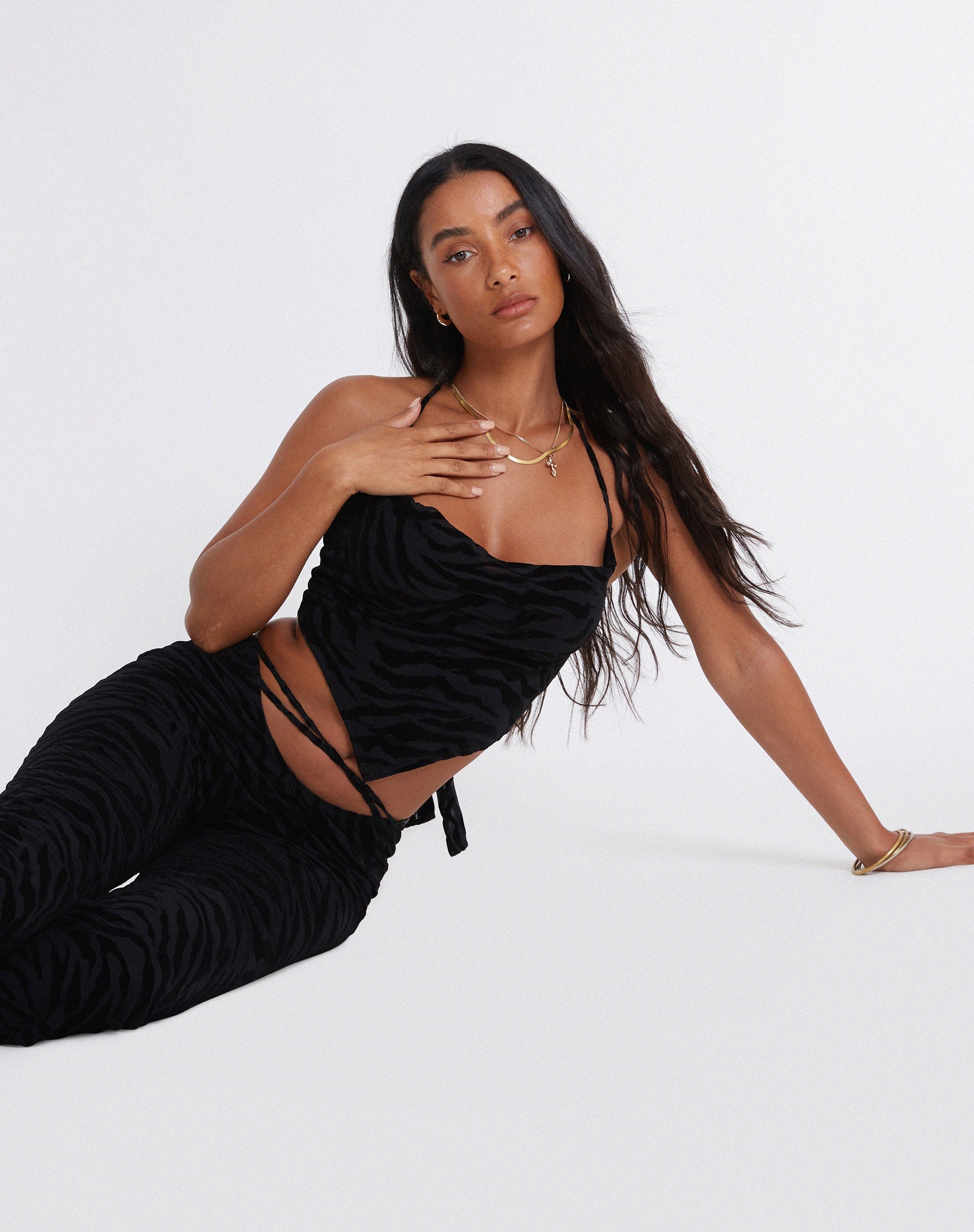 Afbeelding van Ketia Crop Top in Zebra Flock Zwart