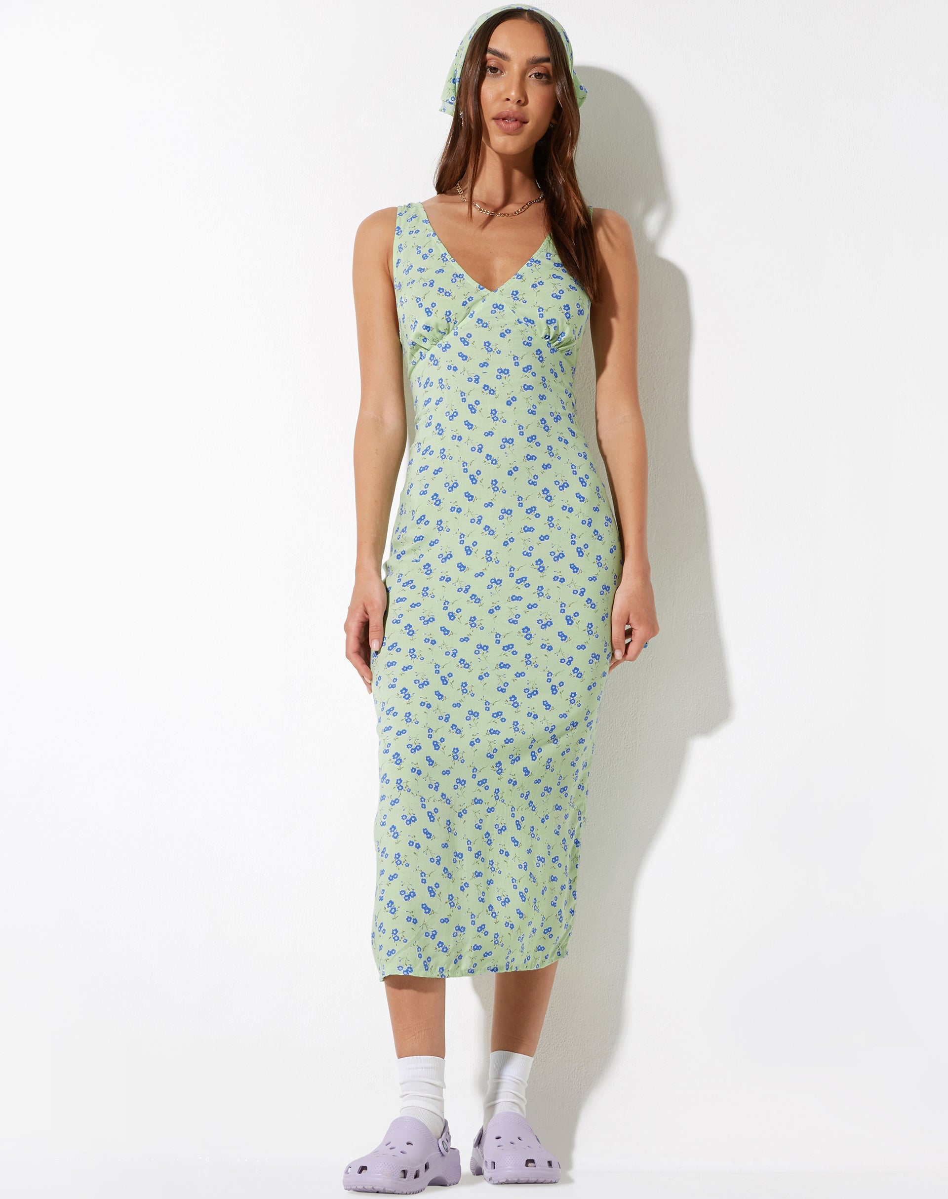 Afbeelding van Lisheva Midi Dress in Lime Floral