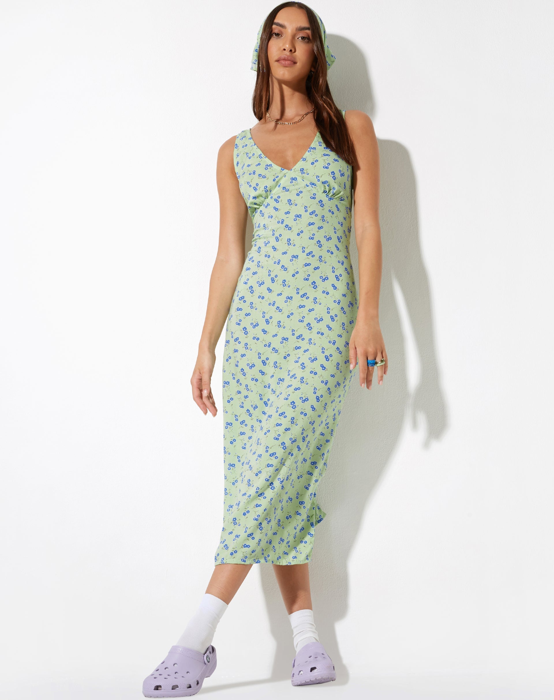 Afbeelding van Lisheva Midi Dress in Lime Floral