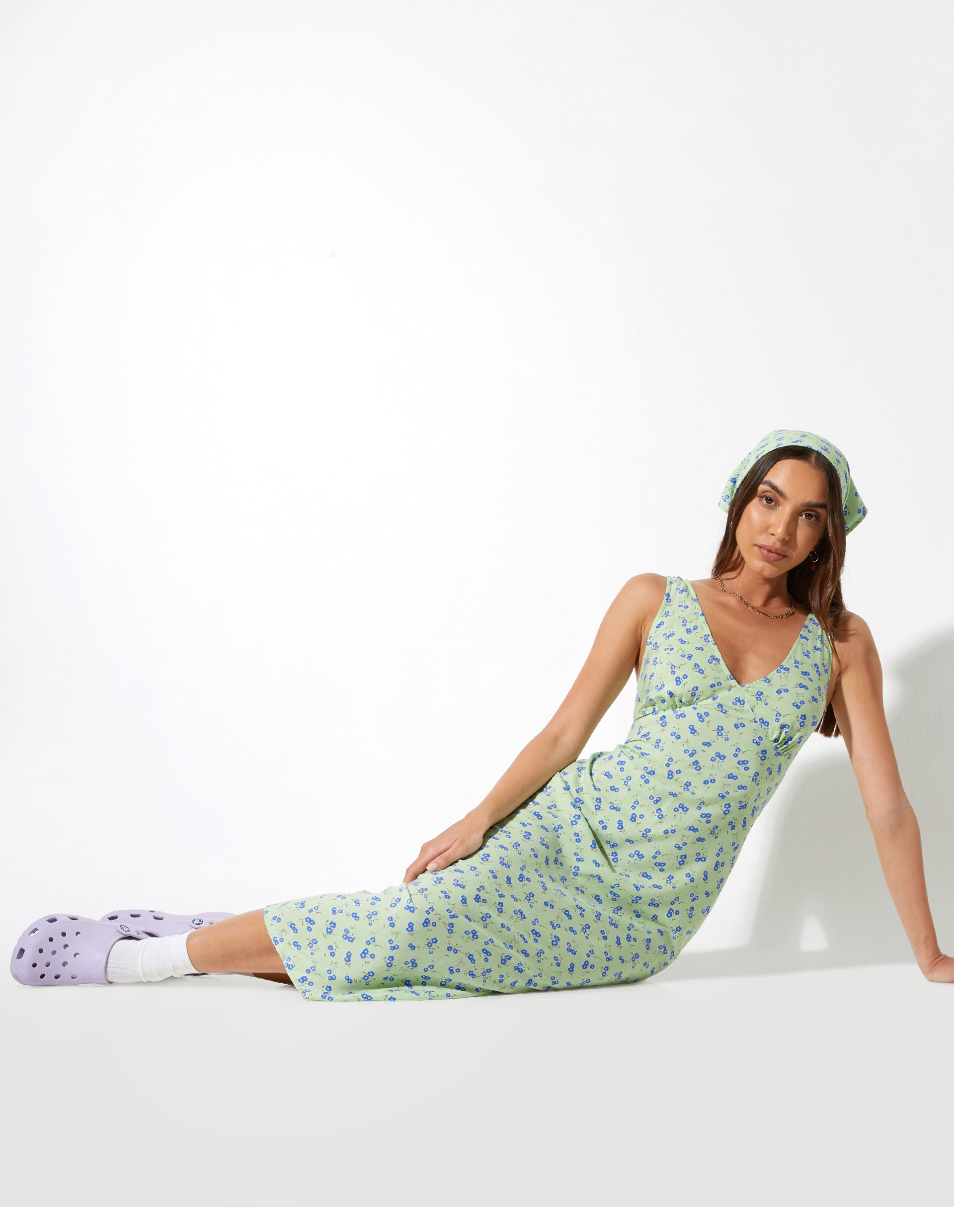 Afbeelding van Lisheva Midi Dress in Lime Floral