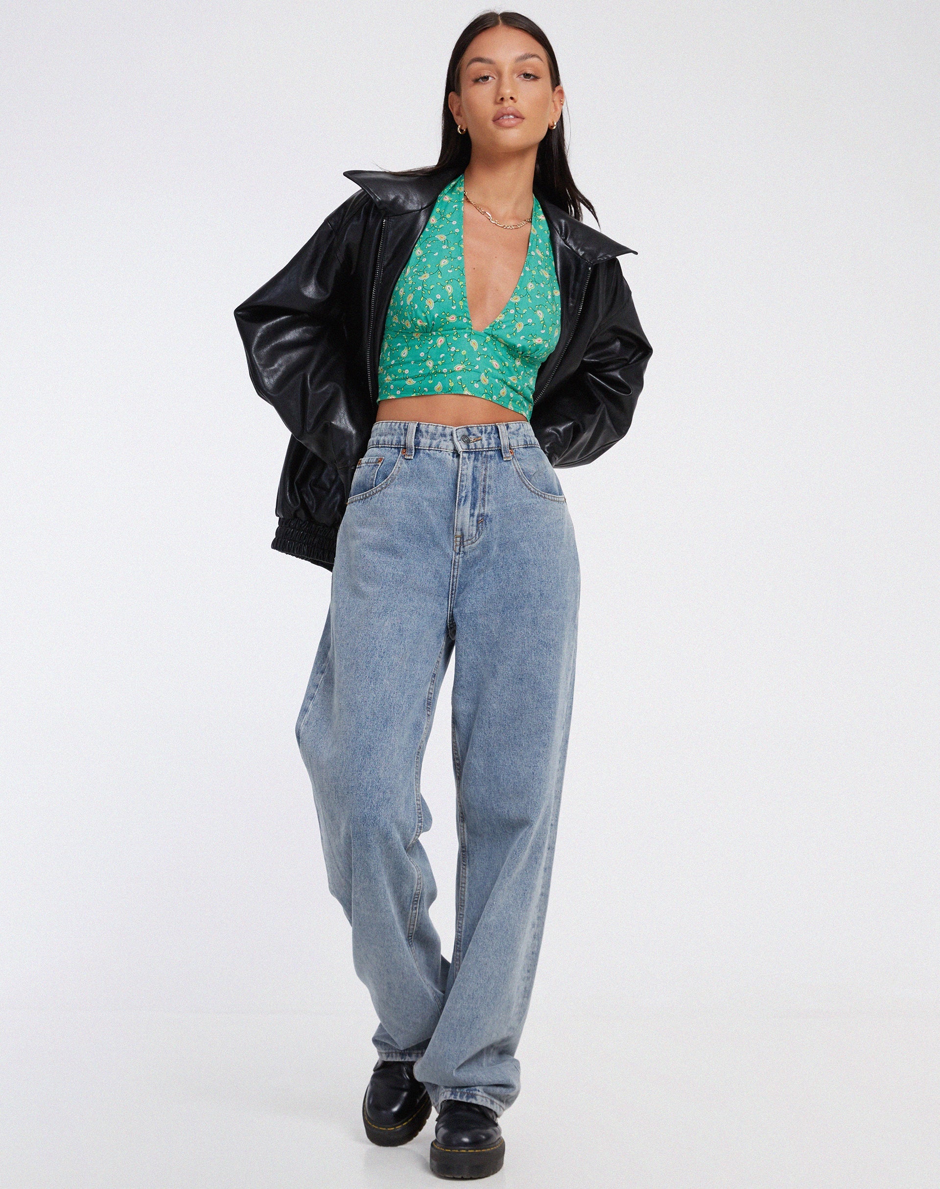 Afbeelding van Nanda Crop Top in Paisley Fun Green