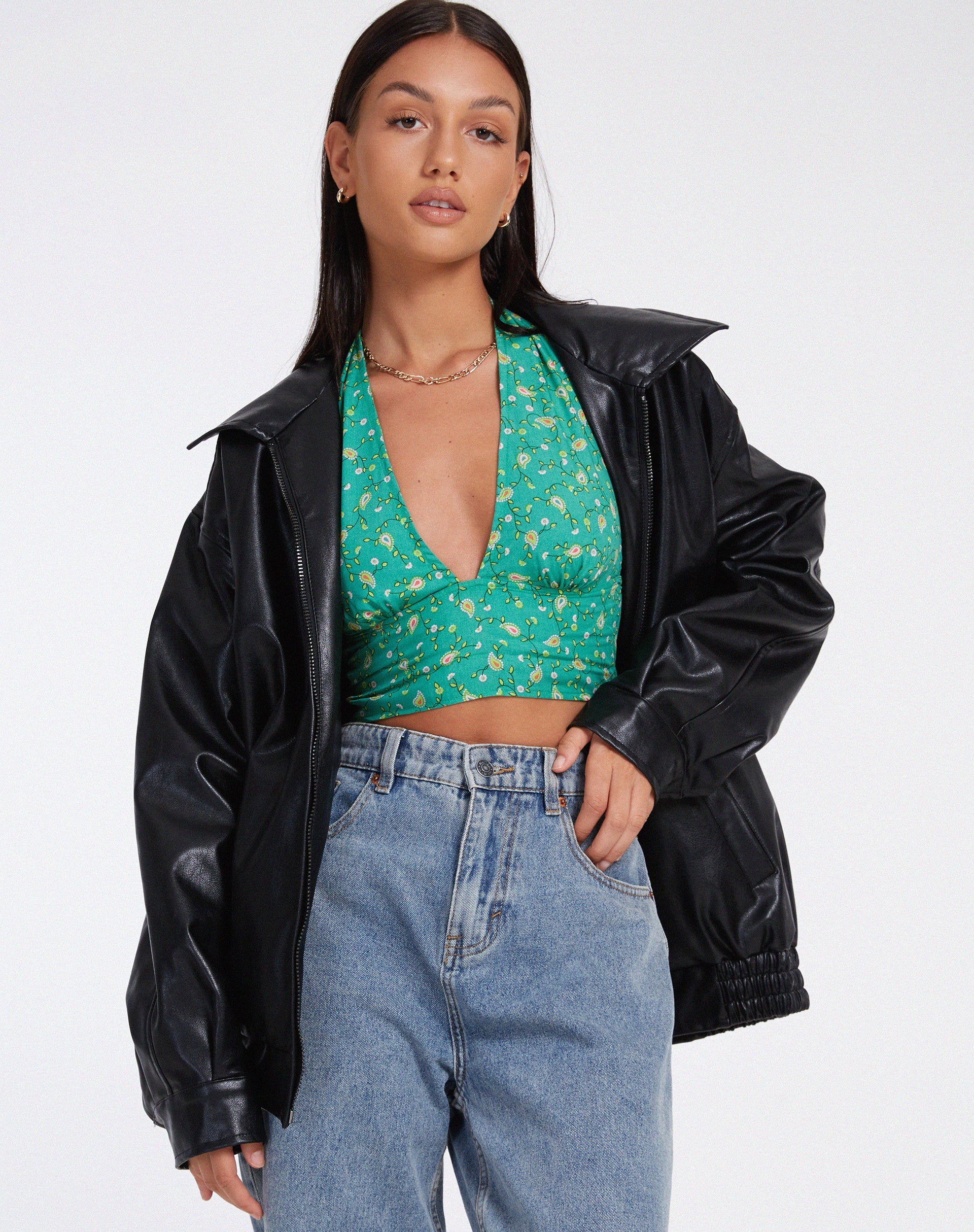 Afbeelding van Nanda Crop Top in Paisley Fun Green