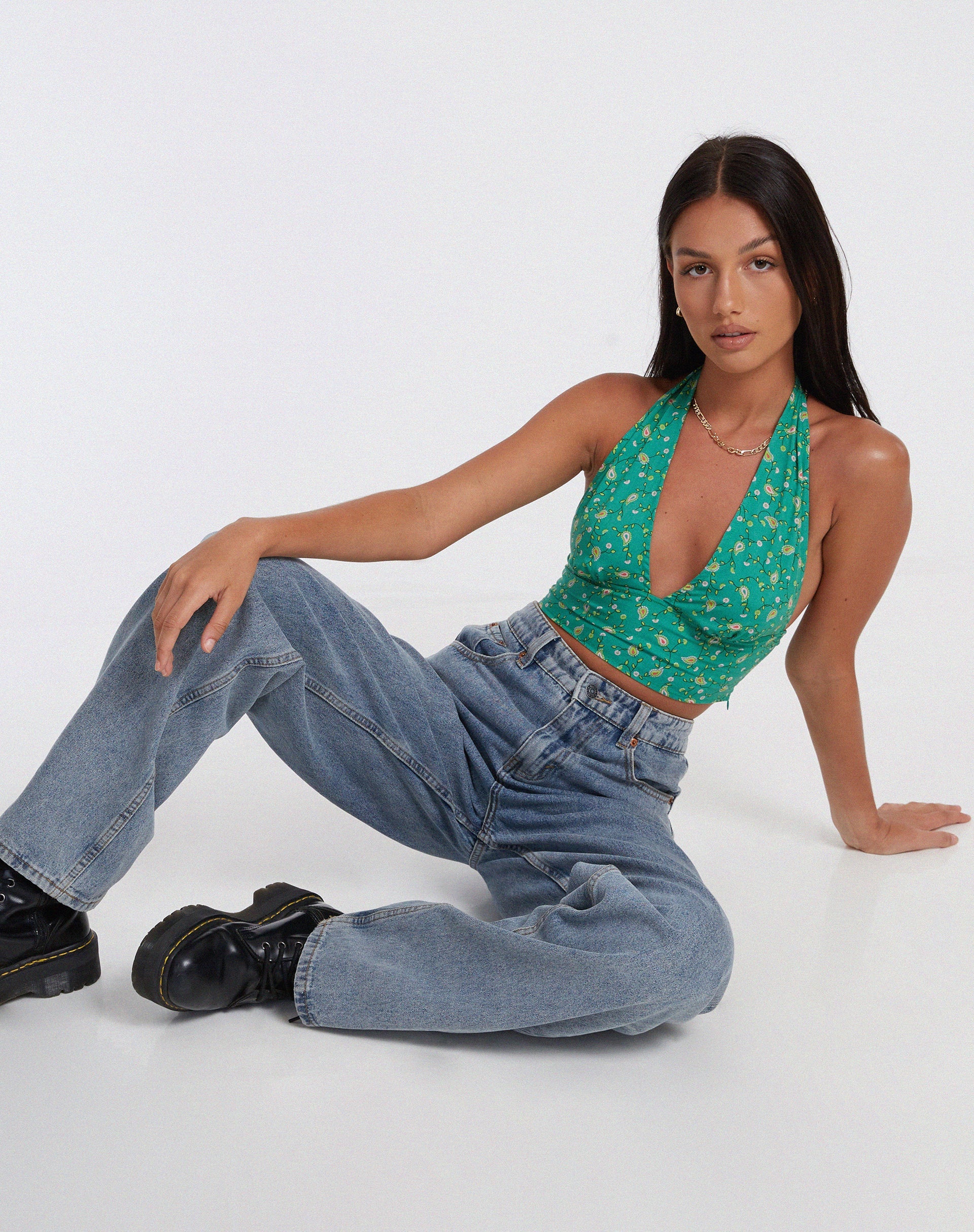 Afbeelding van Nanda Crop Top in Paisley Fun Green