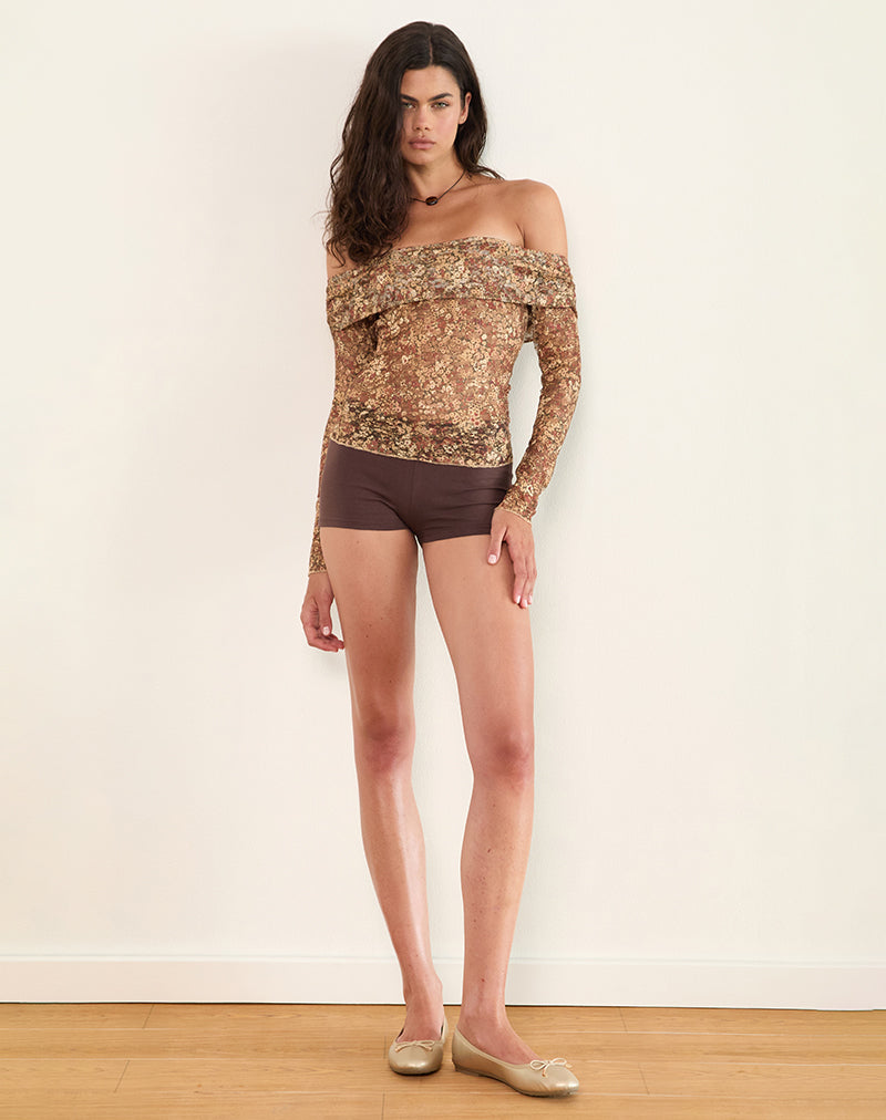 Nanila Top in Cluster Bloemig Bruin