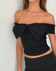 Afbeelding van Naras Boog Front Bardot Top in Zwart Tailoring